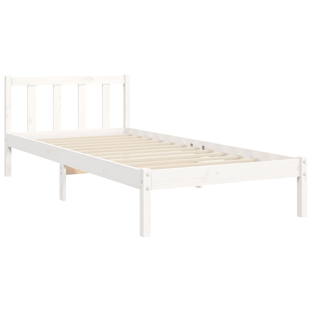 vidaXL Bed Frame without Mattress White Single Solid Wood Pine