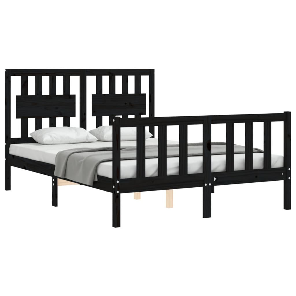 vidaXL Bed Frame without Mattress Black 140x200 cm Solid Wood Pine