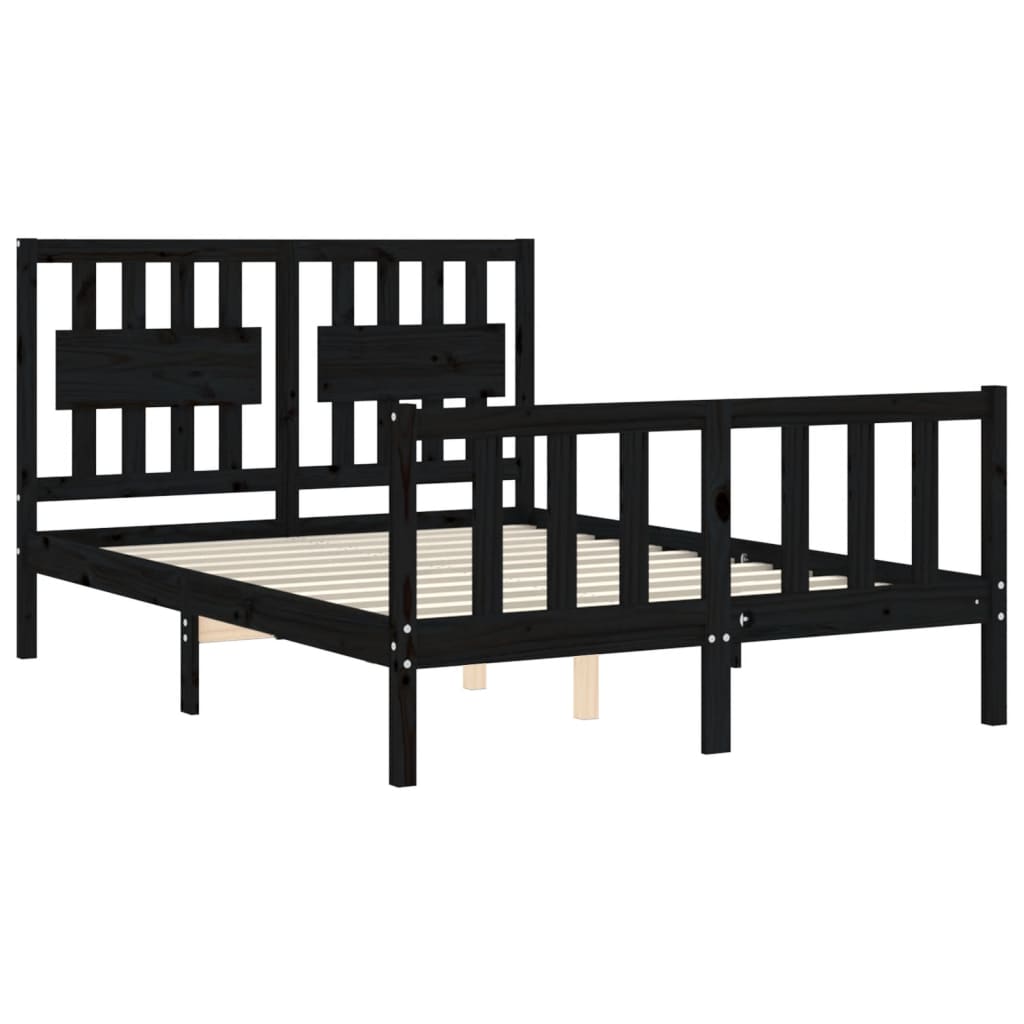 vidaXL Bed Frame without Mattress Black 140x200 cm Solid Wood Pine