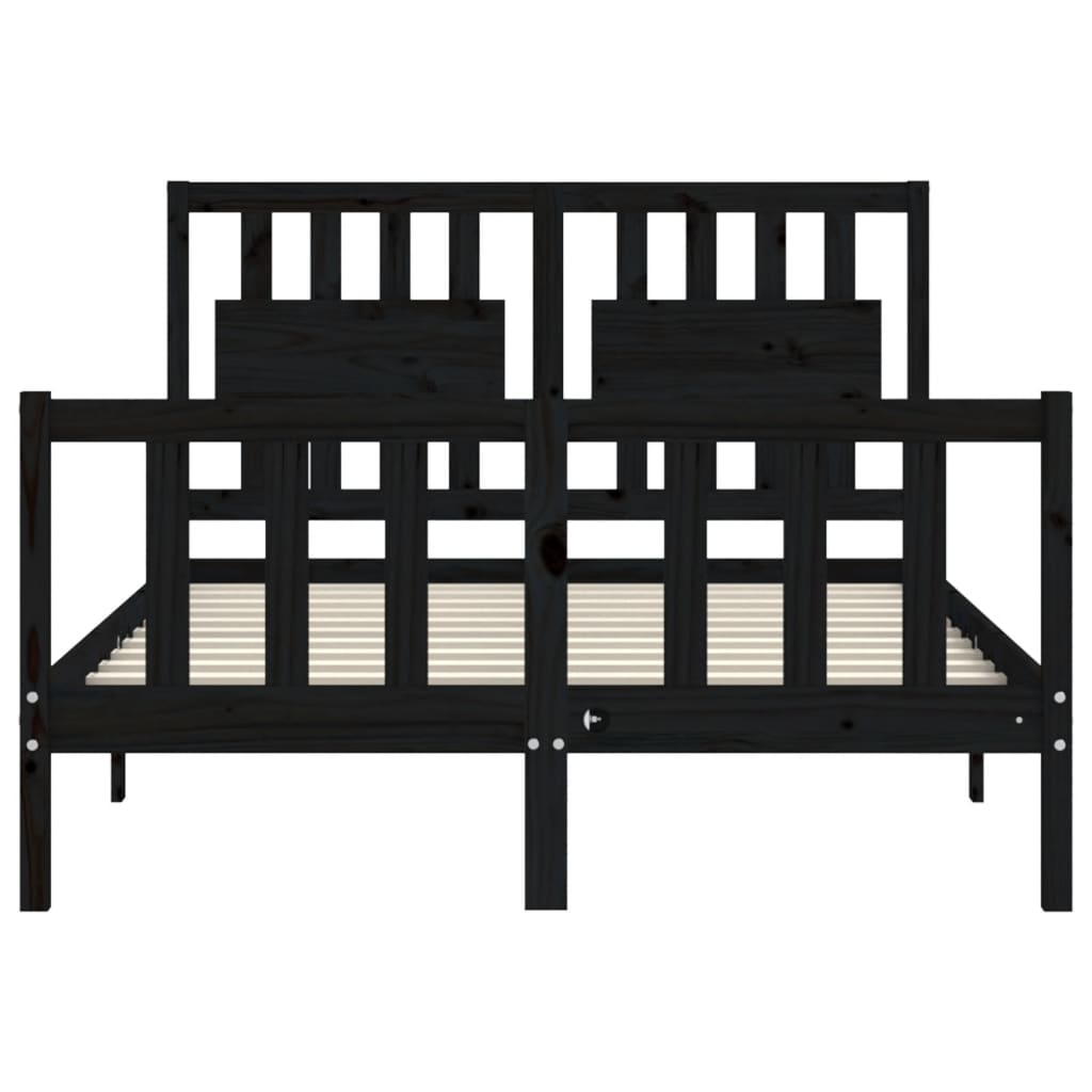 vidaXL Bed Frame without Mattress Black 140x200 cm Solid Wood Pine