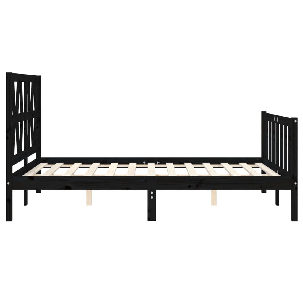 vidaXL Bed Frame without Mattress Black 140x200 cm Solid Wood Pine