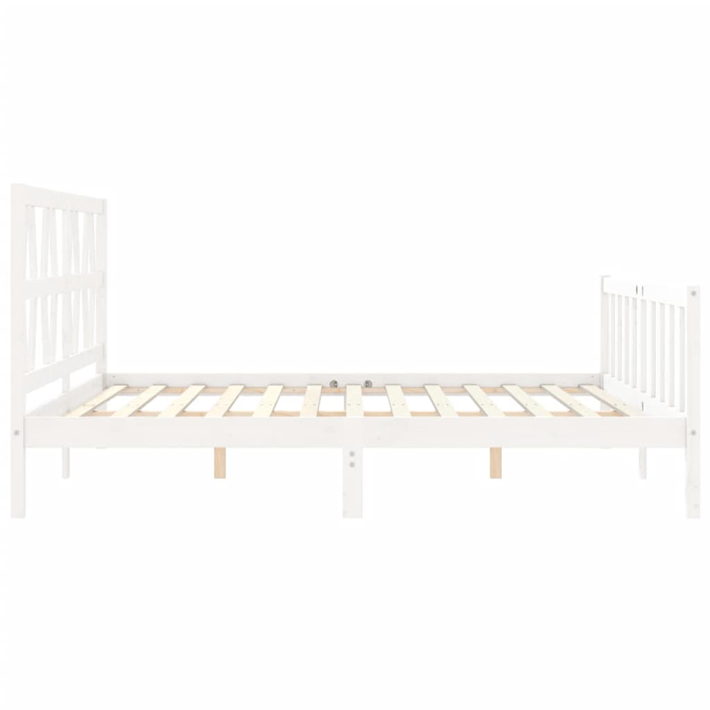 vidaXL Bed Frame with Headboard White Super King Size Solid Wood