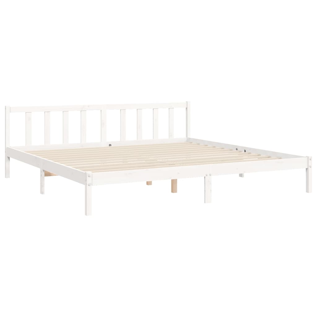 vidaXL Bed Frame with Headboard White Super King Size Solid Wood