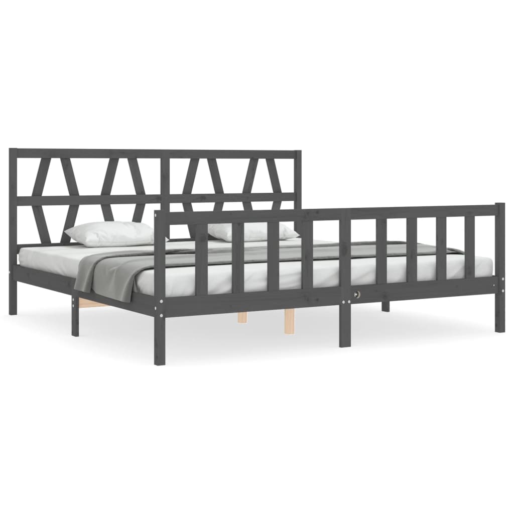 vidaXL Bed Frame without Mattress Grey 200x200 cm Solid Wood Pine