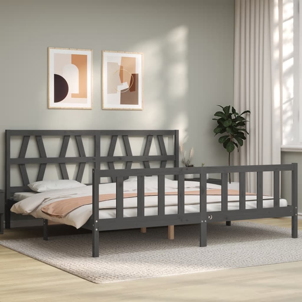 vidaXL Bed Frame without Mattress Grey 200x200 cm Solid Wood Pine