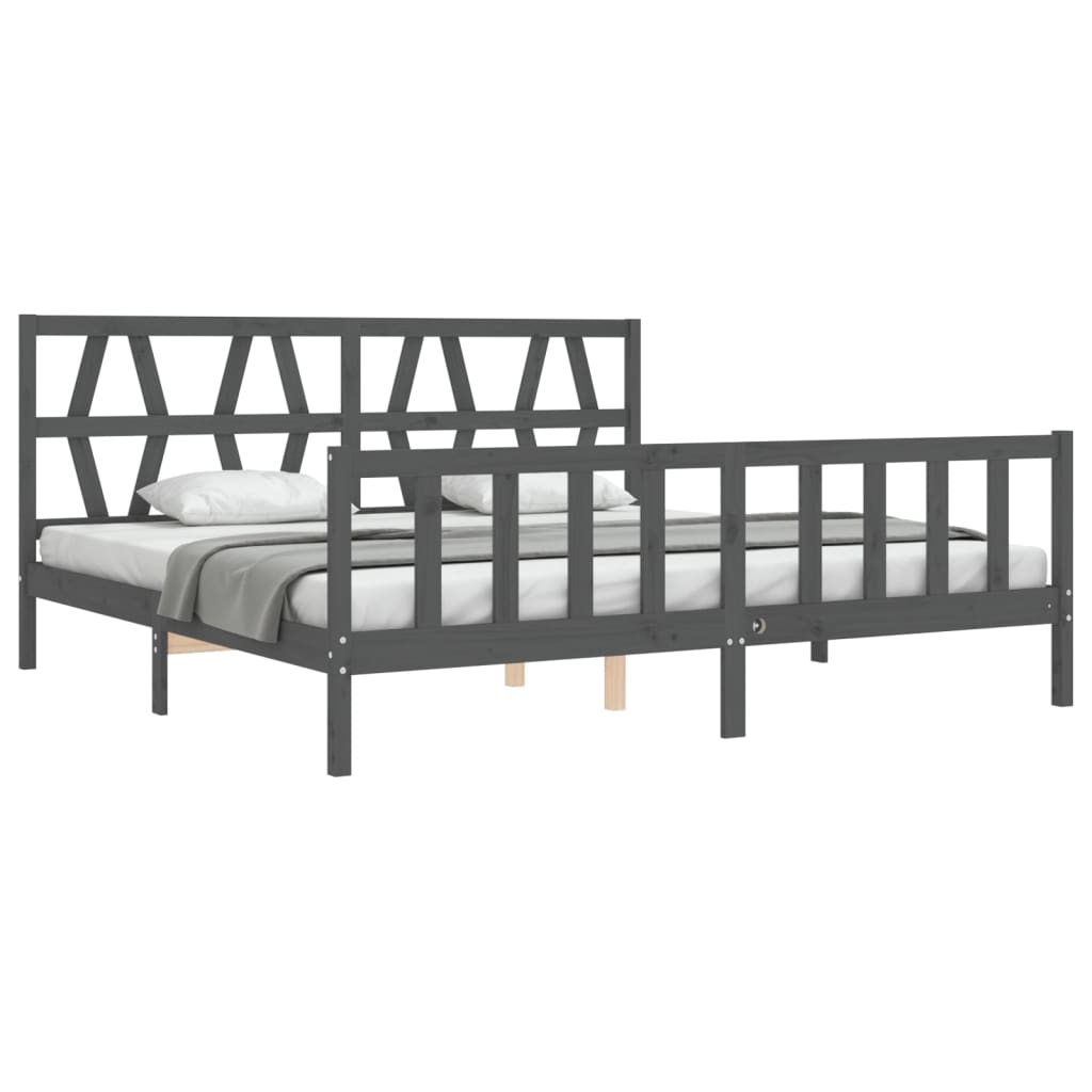 vidaXL Bed Frame without Mattress Grey 200x200 cm Solid Wood Pine