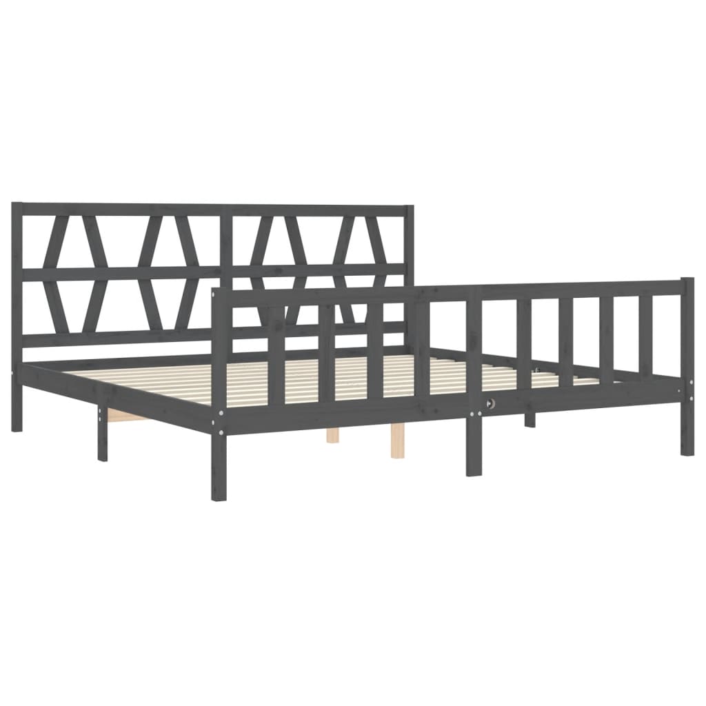 vidaXL Bed Frame without Mattress Grey 200x200 cm Solid Wood Pine