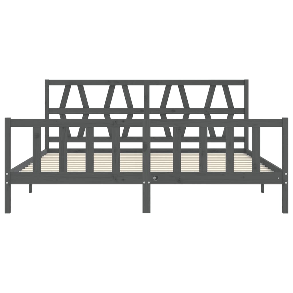 vidaXL Bed Frame without Mattress Grey 200x200 cm Solid Wood Pine