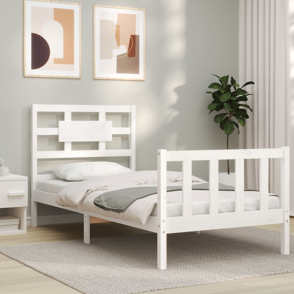 vidaXL Bed Frame without Mattress White 90x200 cm Solid Wood Pine