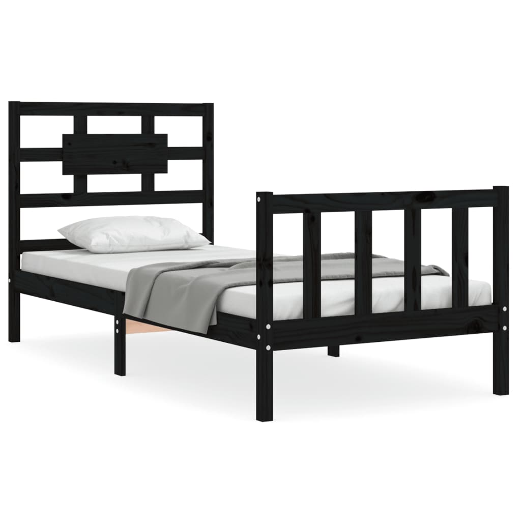 vidaXL Bed Frame without Mattress Black 90x200 cm Solid Wood Pine