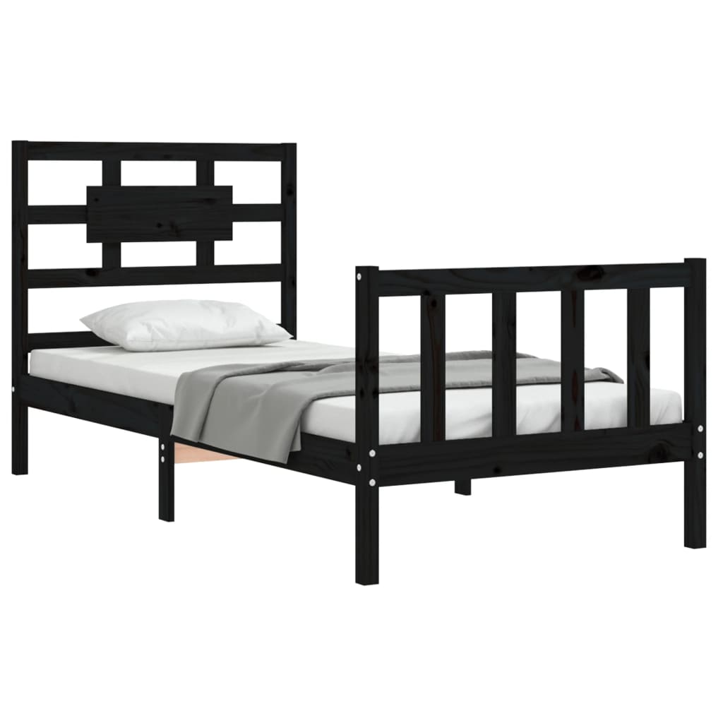 vidaXL Bed Frame without Mattress Black 90x200 cm Solid Wood Pine