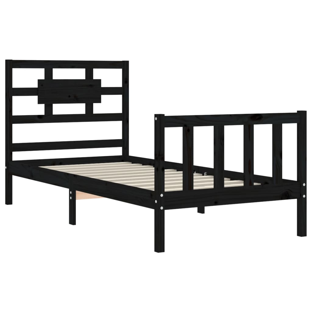 vidaXL Bed Frame without Mattress Black 90x200 cm Solid Wood Pine