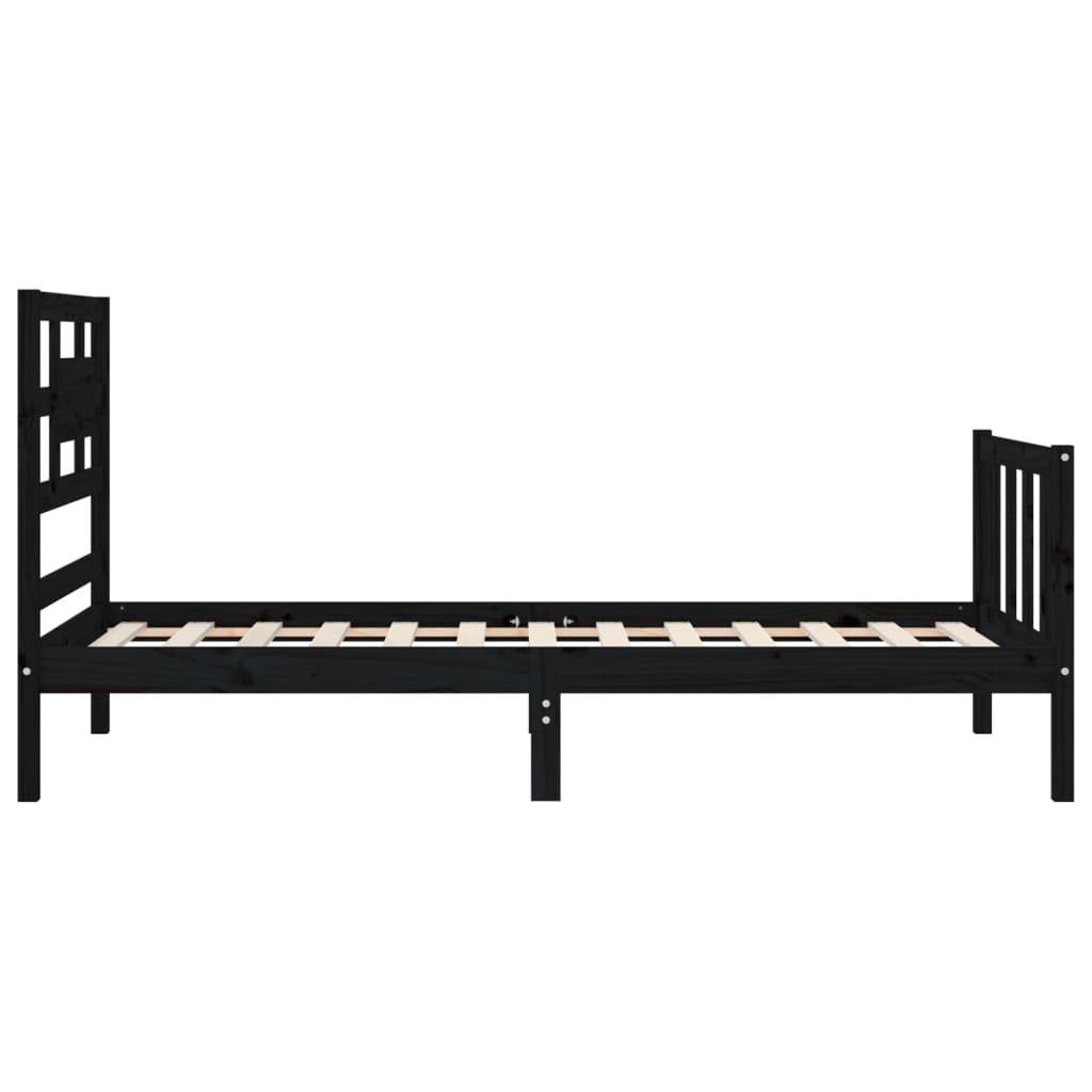 vidaXL Bed Frame without Mattress Black 90x200 cm Solid Wood Pine