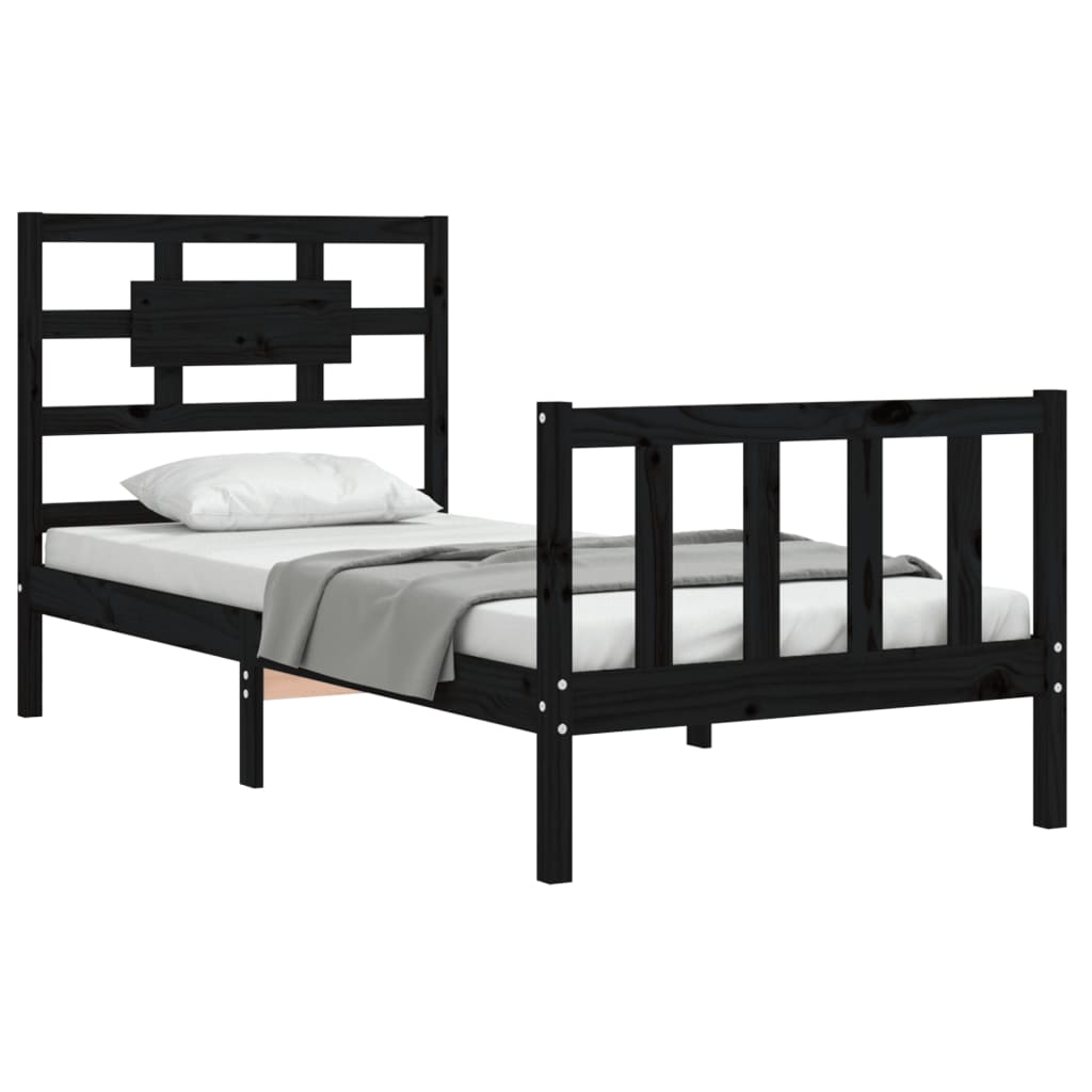 vidaXL Bed Frame without Mattress Black 100x200 cm Solid Wood Pine