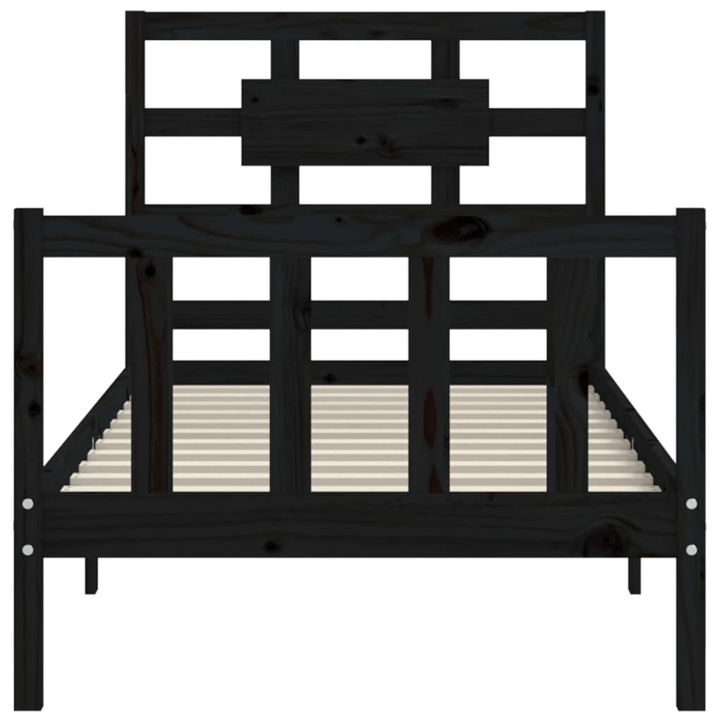 vidaXL Bed Frame without Mattress Black 100x200 cm Solid Wood Pine