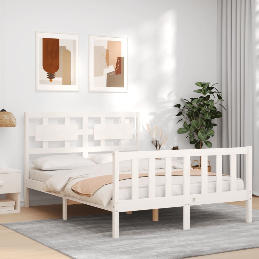 vidaXL Bed Frame without Mattress White 120x200 cm Solid Wood Pine