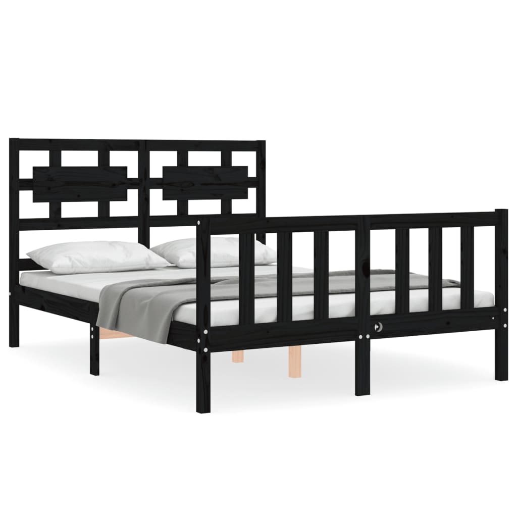 vidaXL Bed Frame without Mattress Black 120x200 cm Solid Wood Pine