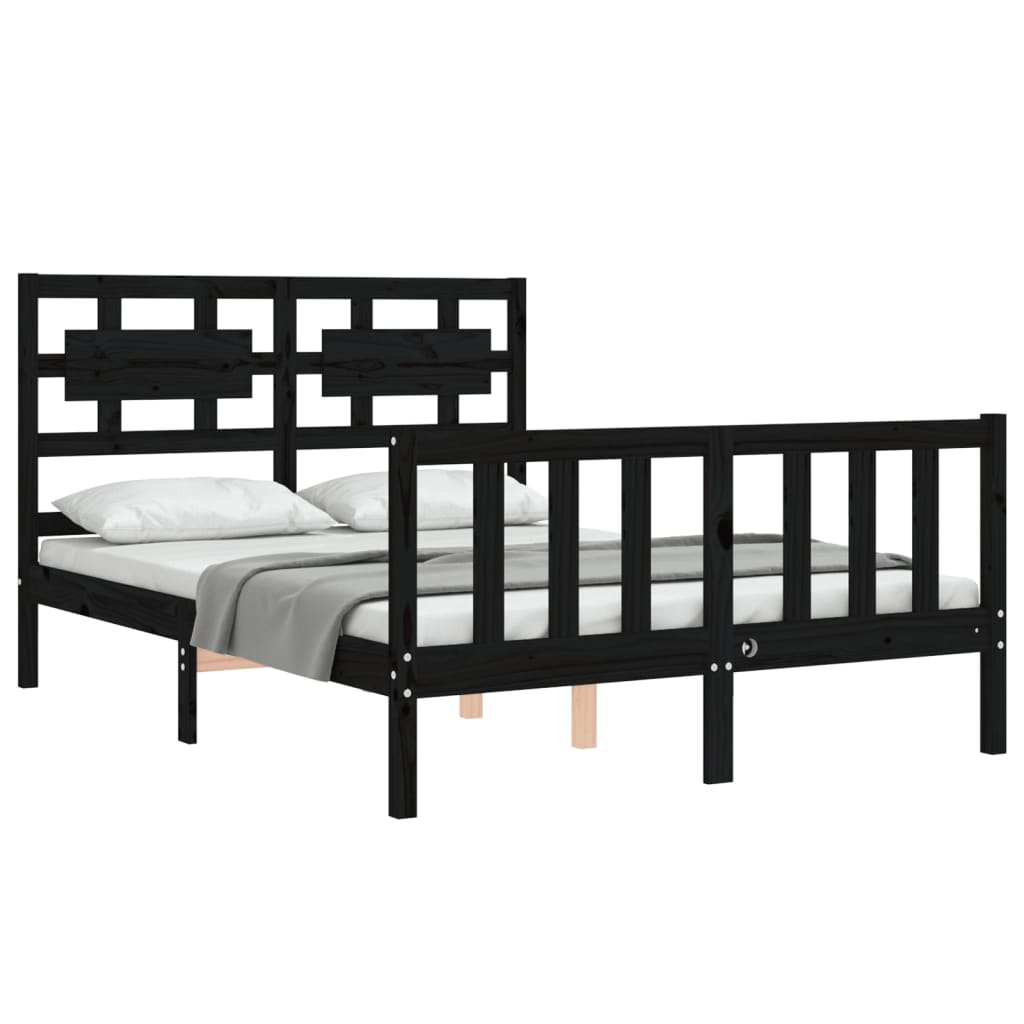 vidaXL Bed Frame without Mattress Black 120x200 cm Solid Wood Pine