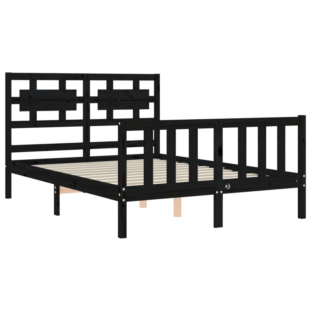 vidaXL Bed Frame without Mattress Black 120x200 cm Solid Wood Pine