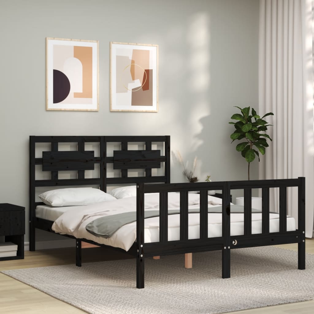 vidaXL Bed Frame without Mattress Black 120x200 cm Solid Wood Pine