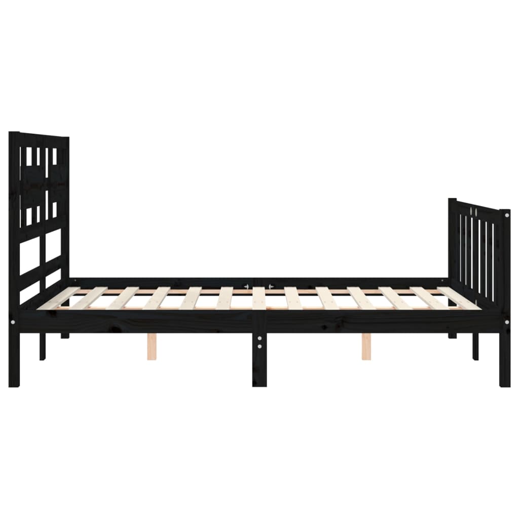 vidaXL Bed Frame without Mattress Black 140x200 cm Solid Wood Pine