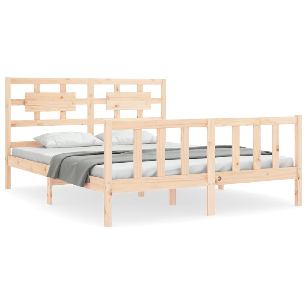 vidaXL Bed Frame without Mattress King Size Solid Wood Pine