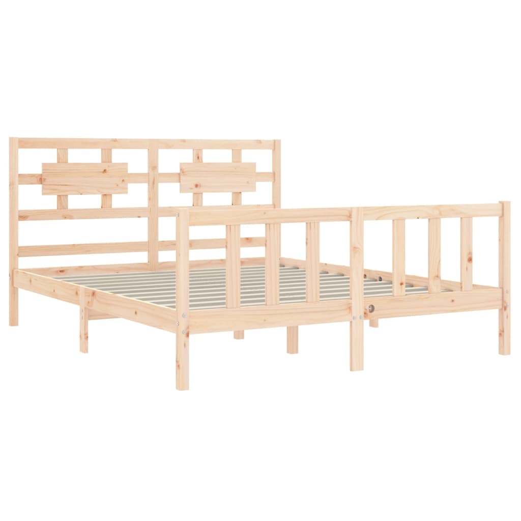 vidaXL Bed Frame without Mattress King Size Solid Wood Pine