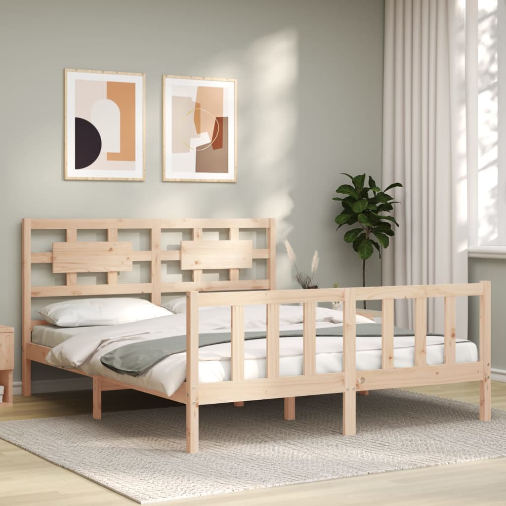 vidaXL Bed Frame without Mattress King Size Solid Wood Pine