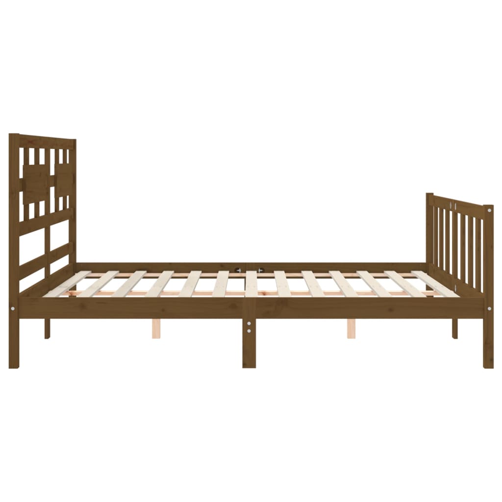 vidaXL Bed Frame without Mattress Honey Brown King Size Solid Wood Pine