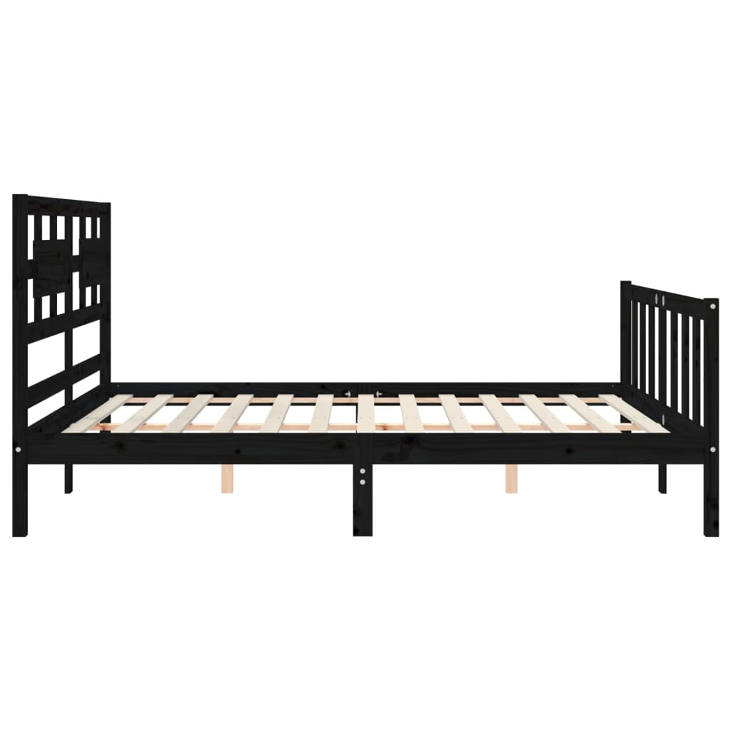 vidaXL Bed Frame without Mattress Black King Size Solid Wood Pine