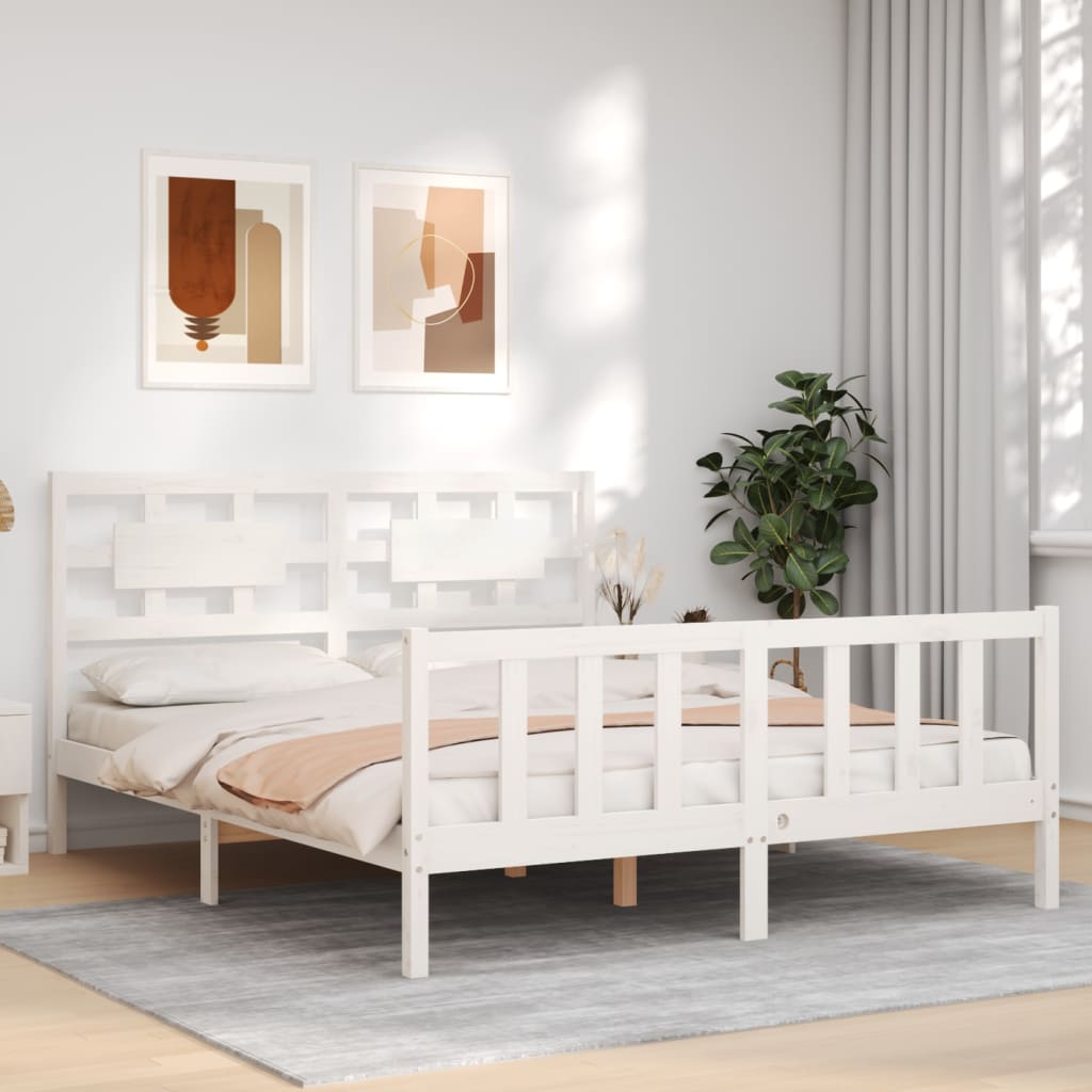 vidaXL Bed Frame without Mattress White 160x200 cm Solid Wood Pine