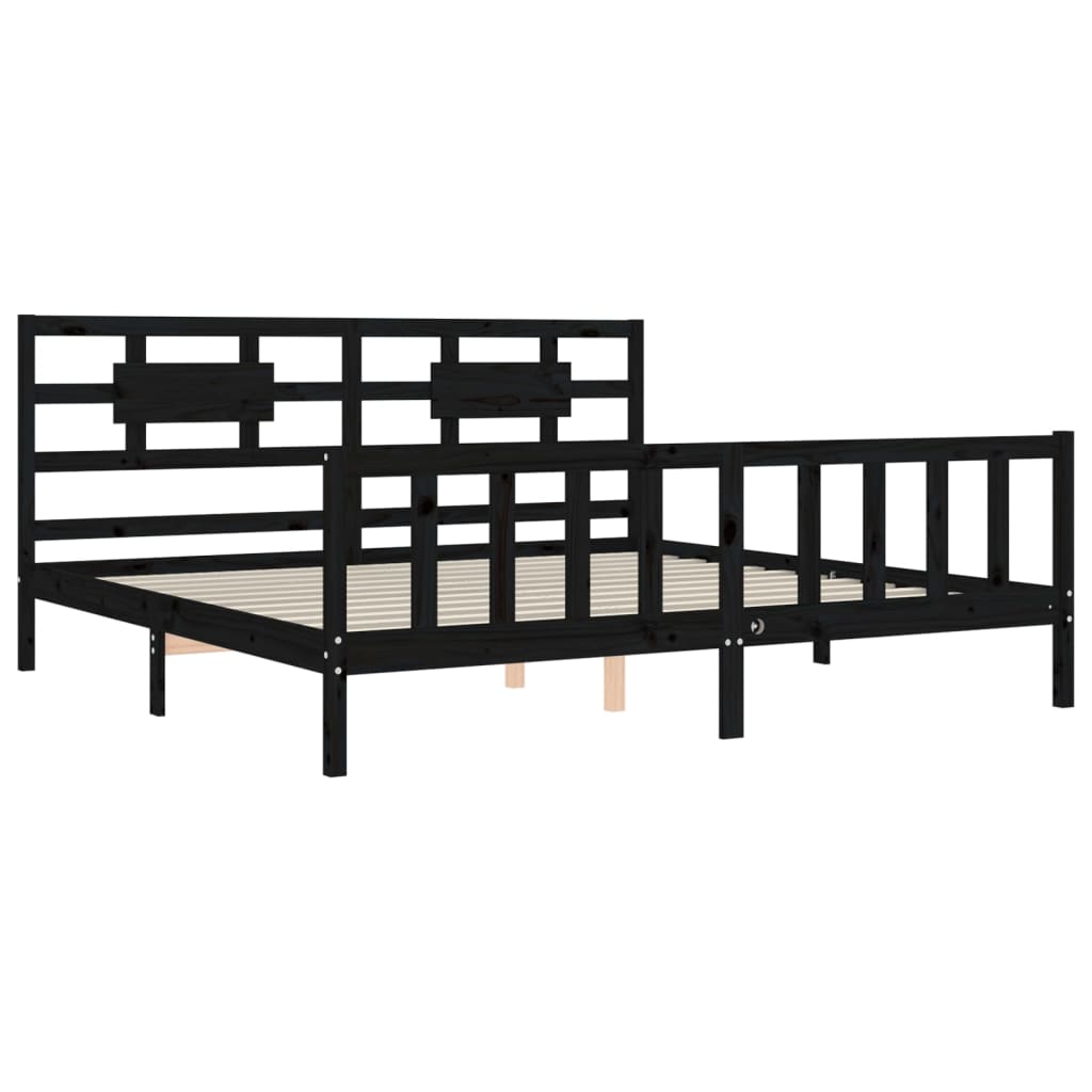 vidaXL Bed Frame without Mattress Black Super King Size Solid Wood Pine