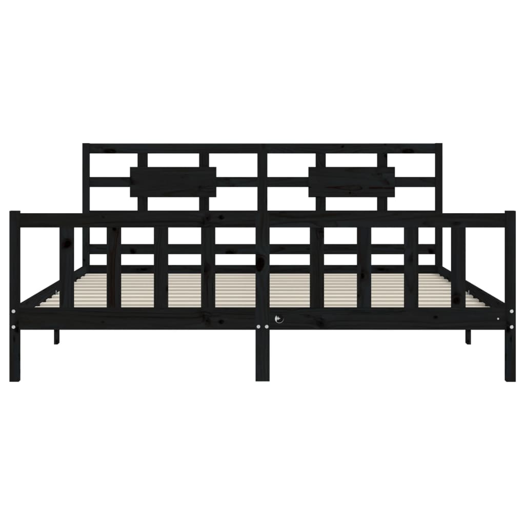 vidaXL Bed Frame without Mattress Black Super King Size Solid Wood Pine