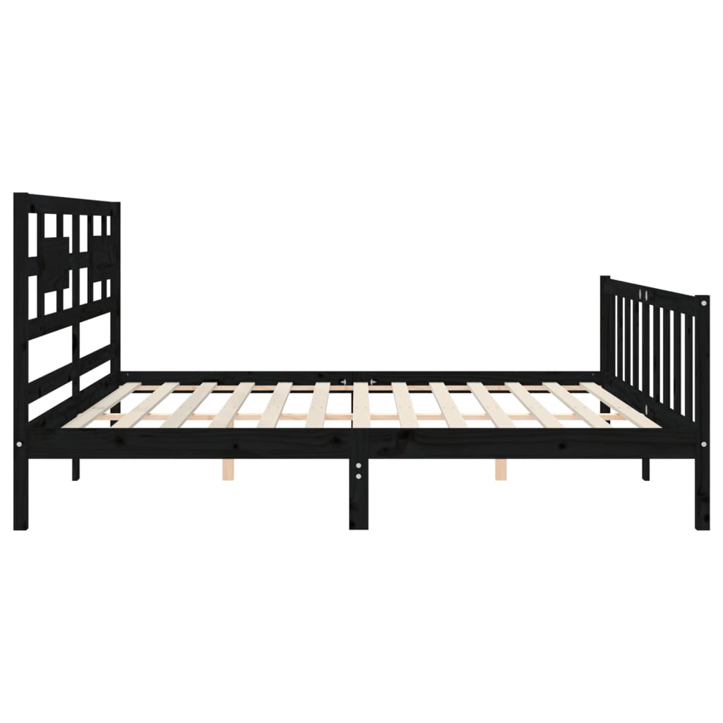 vidaXL Bed Frame without Mattress Black Super King Size Solid Wood Pine