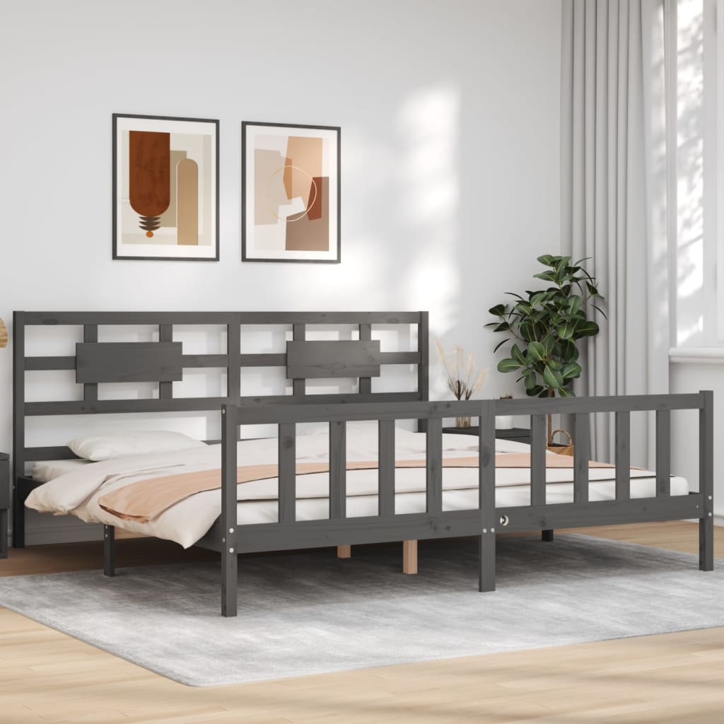 vidaXL Bed Frame without Mattress Grey 200x200 cm Solid Wood Pine