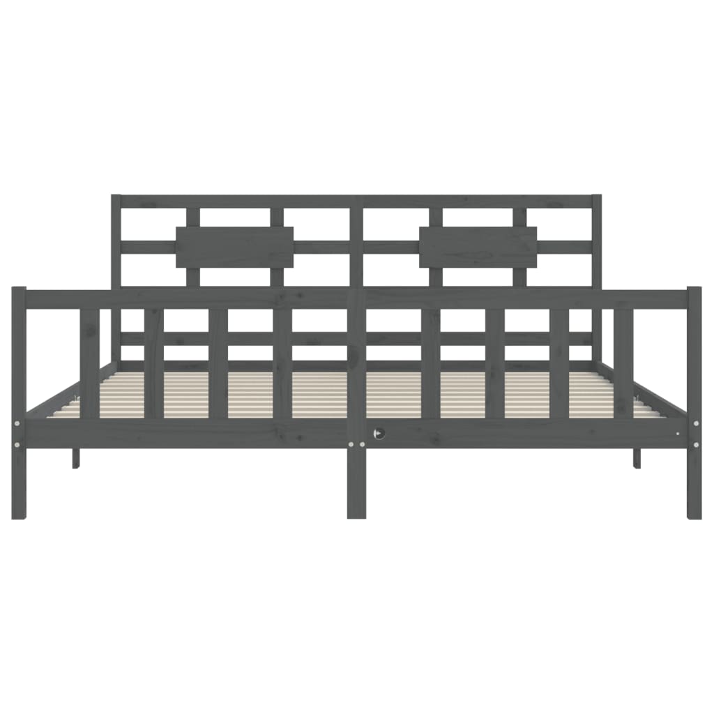 vidaXL Bed Frame without Mattress Grey 200x200 cm Solid Wood Pine