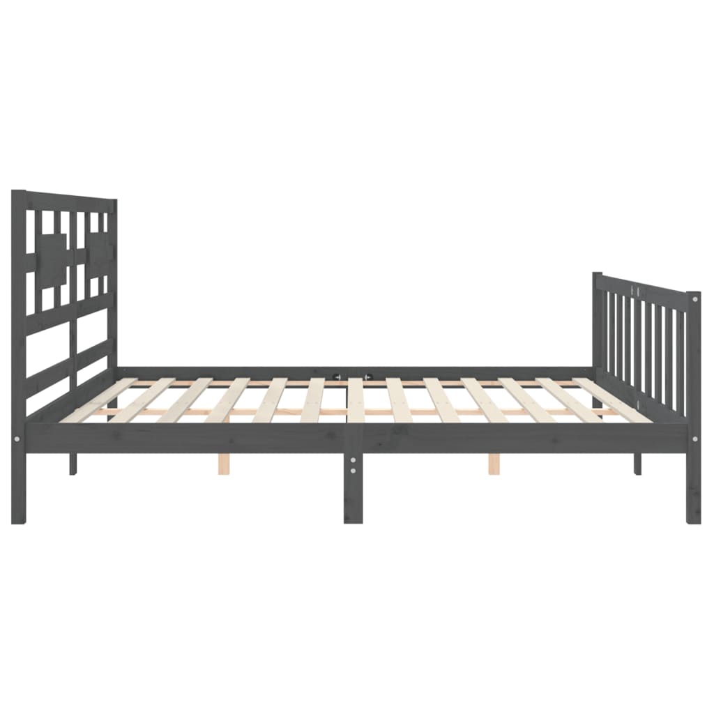 vidaXL Bed Frame without Mattress Grey 200x200 cm Solid Wood Pine