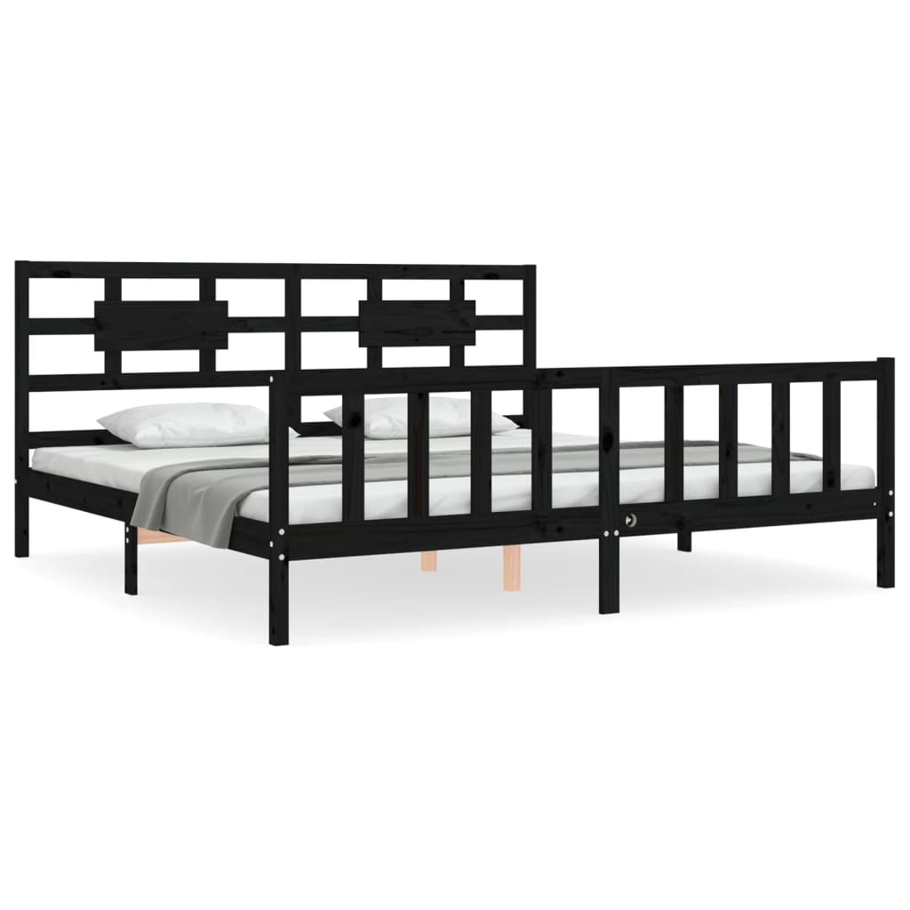 vidaXL Bed Frame without Mattress Black 200x200 cm Solid Wood Pine