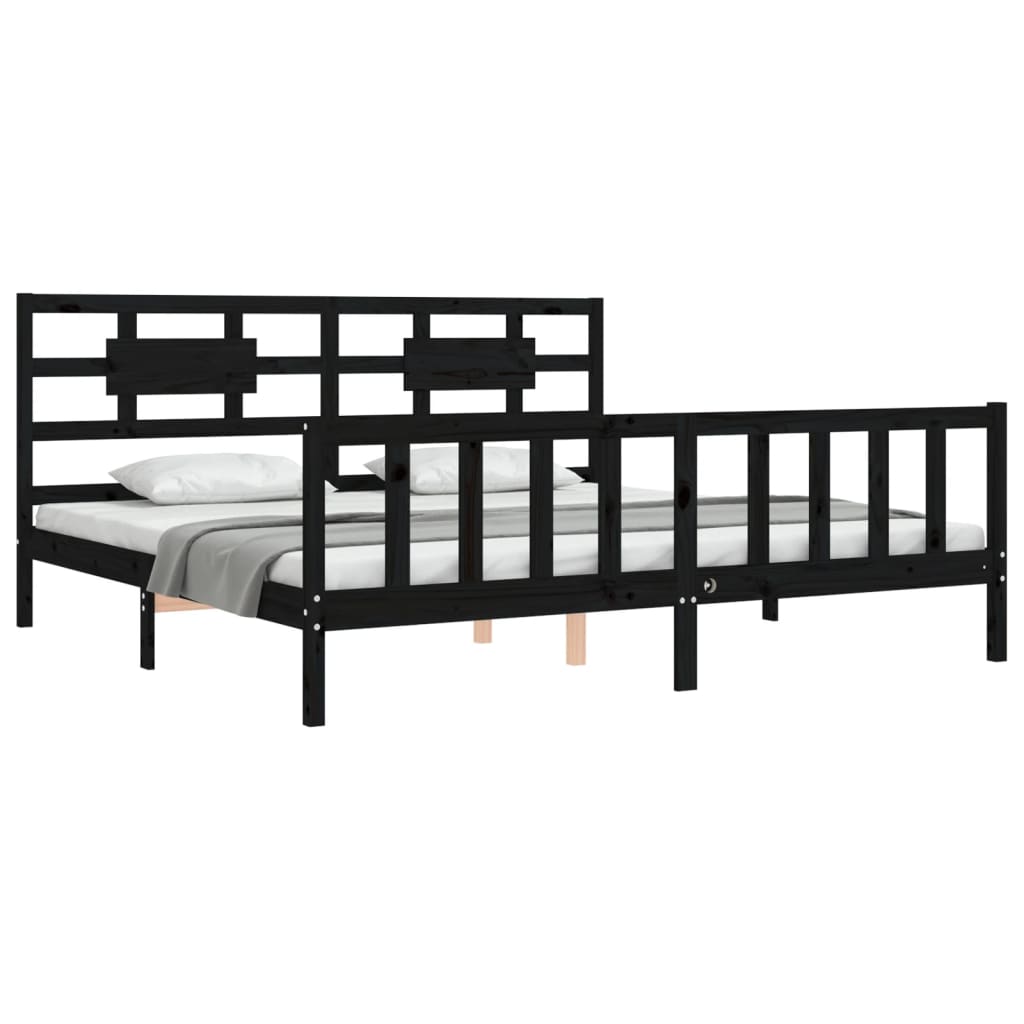 vidaXL Bed Frame without Mattress Black 200x200 cm Solid Wood Pine