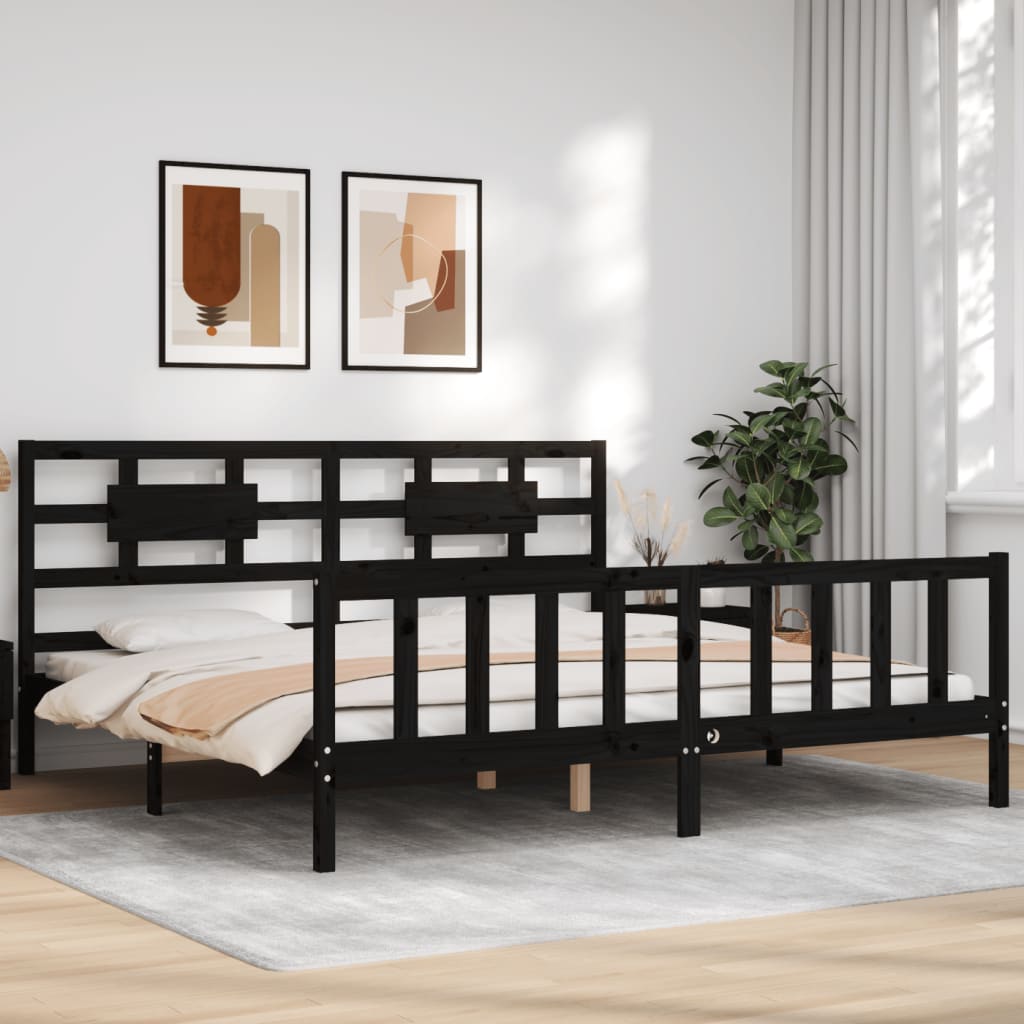 vidaXL Bed Frame without Mattress Black 200x200 cm Solid Wood Pine