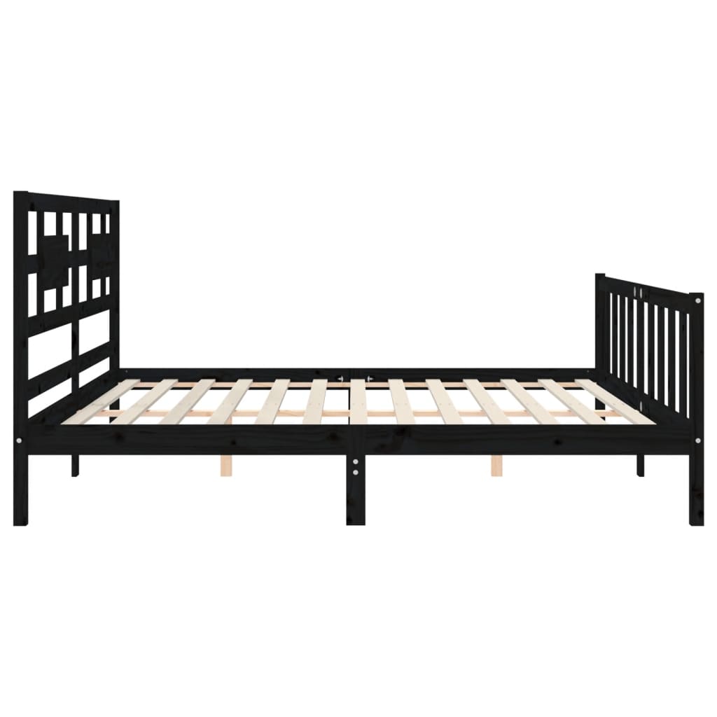 vidaXL Bed Frame without Mattress Black 200x200 cm Solid Wood Pine