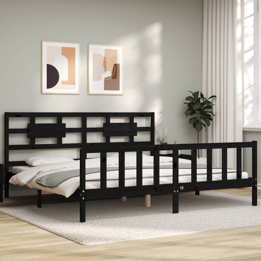 vidaXL Bed Frame without Mattress Black 200x200 cm Solid Wood Pine