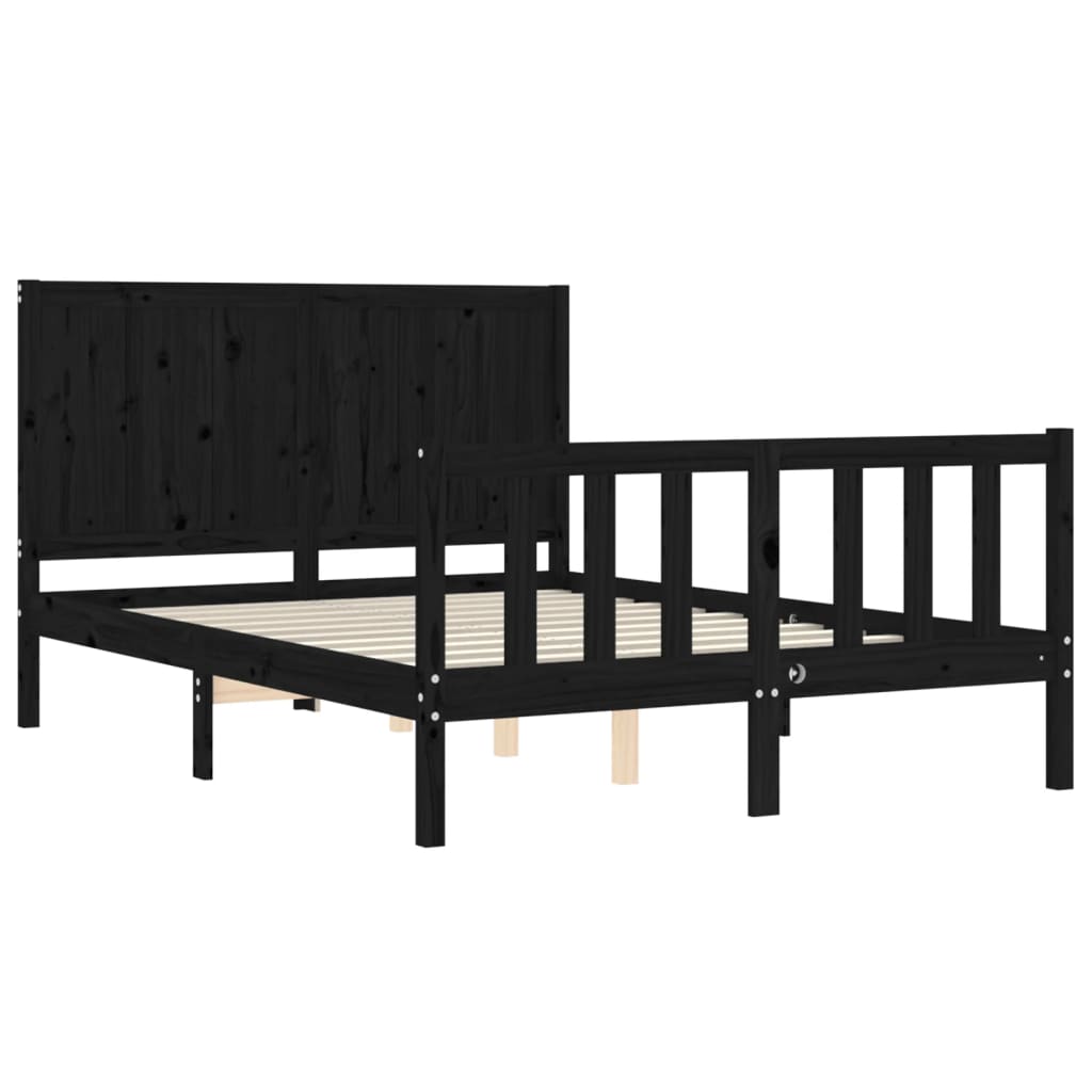 vidaXL Bed Frame without Mattress Black Small Double Solid Wood Pine