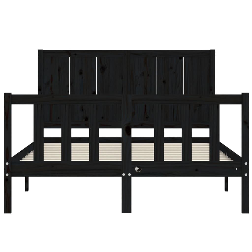 vidaXL Bed Frame without Mattress Black Small Double Solid Wood Pine