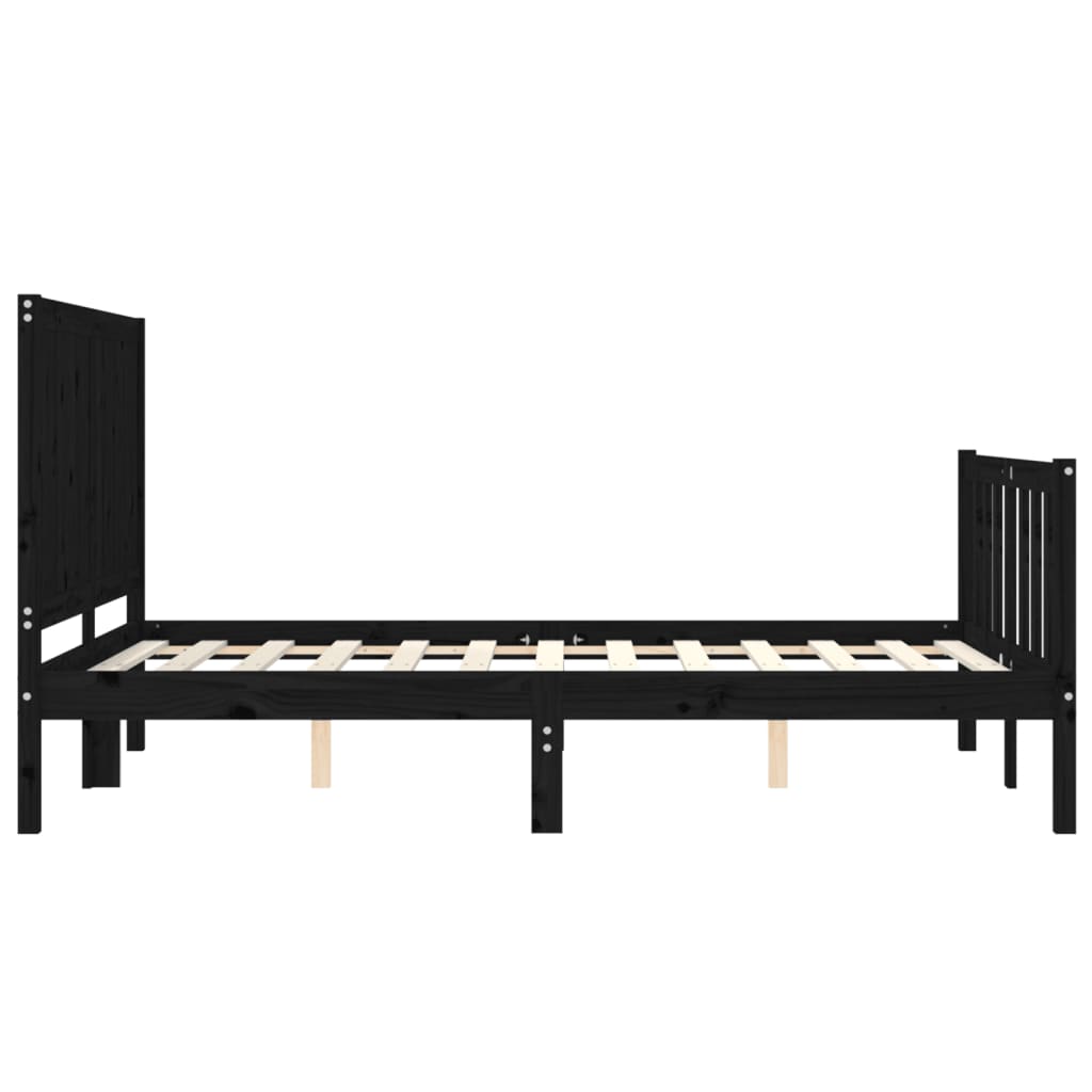 vidaXL Bed Frame without Mattress Black Small Double Solid Wood Pine