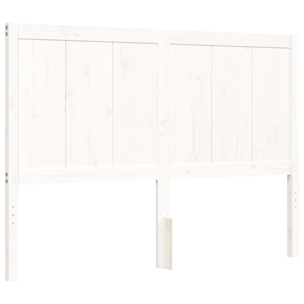 vidaXL Bed Frame with Headboard White Double Solid Wood