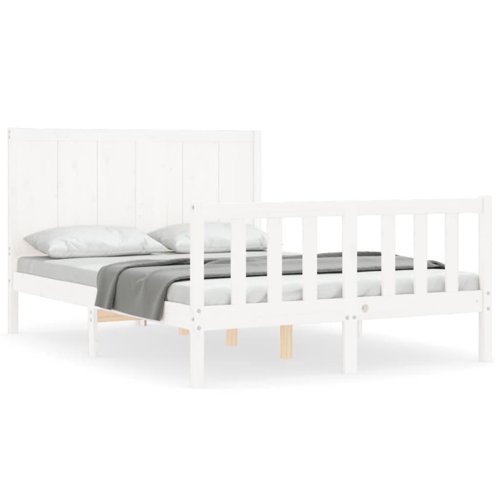 vidaXL Bed Frame without Mattress White 140x190 cm Solid Wood Pine