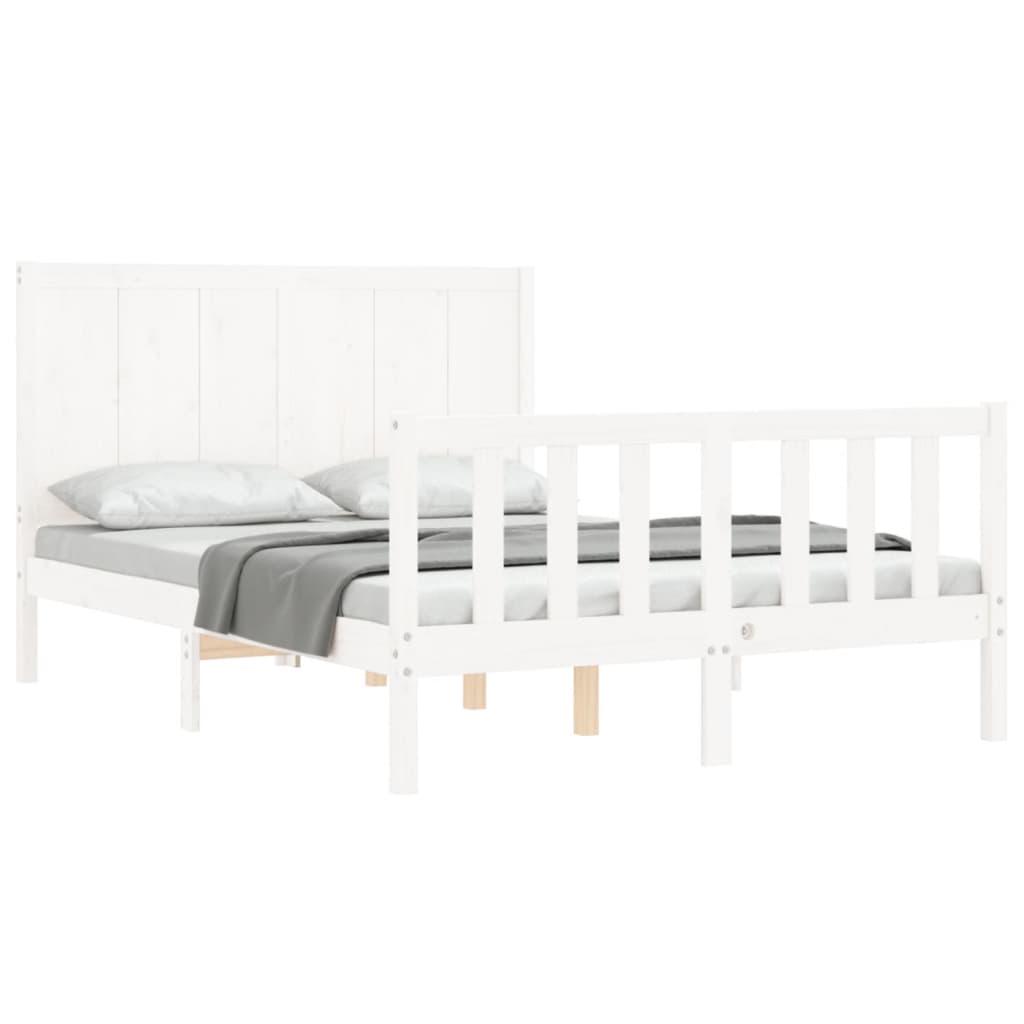 vidaXL Bed Frame without Mattress White 140x190 cm Solid Wood Pine