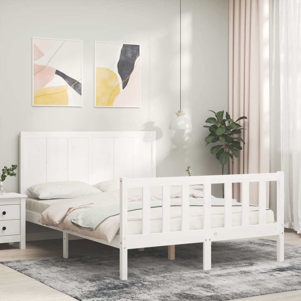 vidaXL Bed Frame without Mattress White 140x190 cm Solid Wood Pine