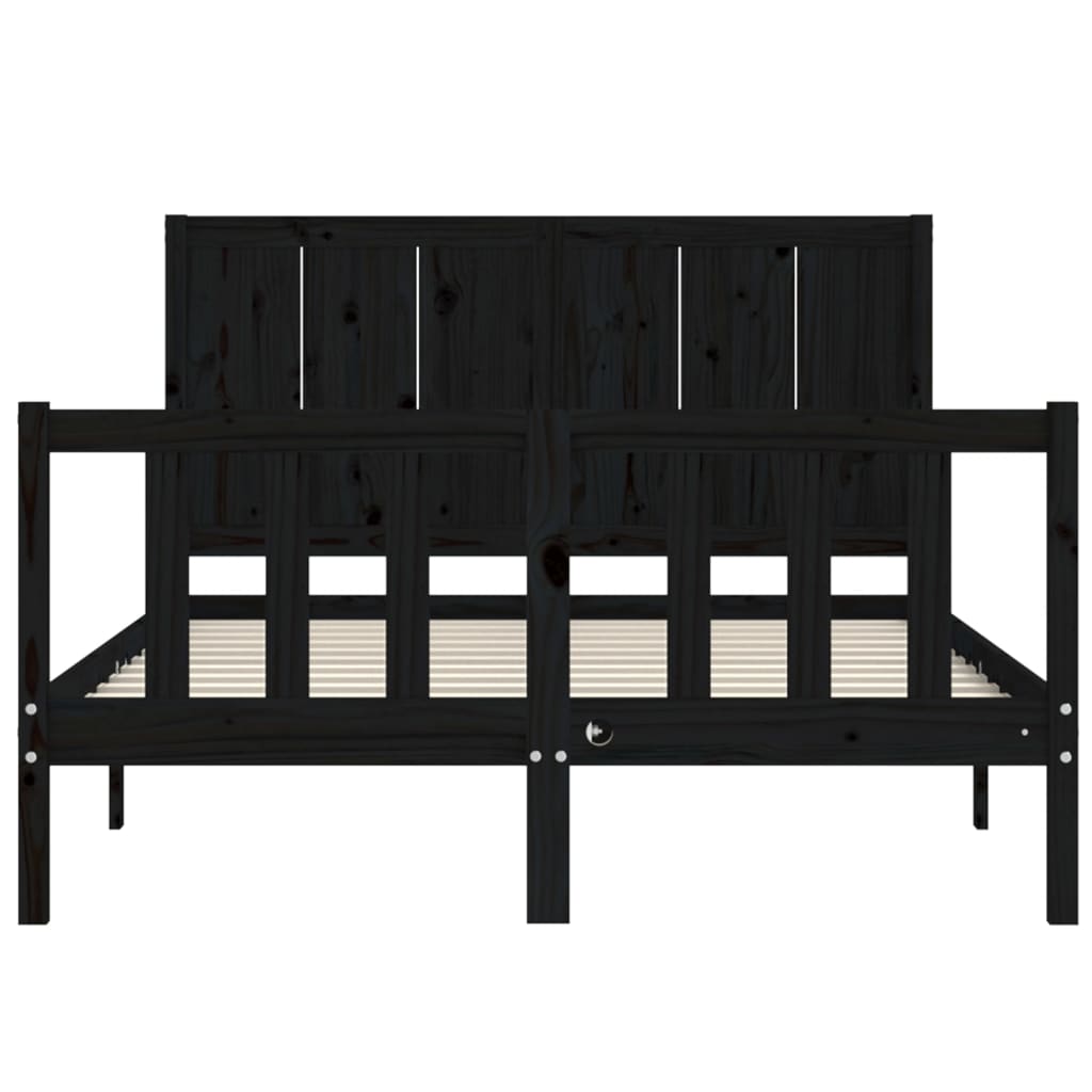 vidaXL Bed Frame without Mattress Black 140x190 cm Solid Wood Pine